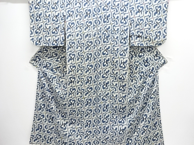 JAPANESE KIMONO / ANTIQUE KIMONO / TAISHO ROMAN STYLE / KATAZOME / ABSTRACT